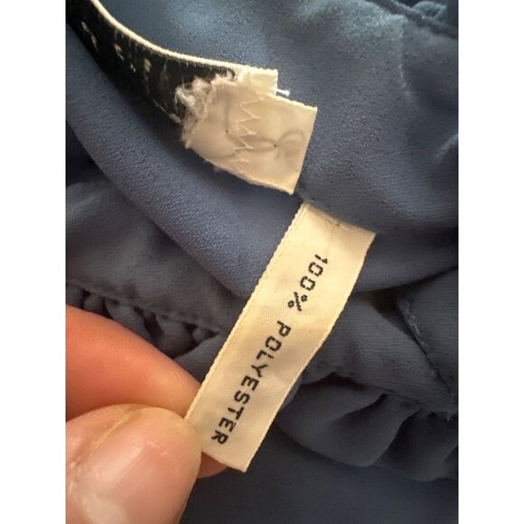 Vintage Ms. Chaus Blue Long-Sleeve Dress Ruffle Collar & Button Details Size 6 - Picture 5 of 5